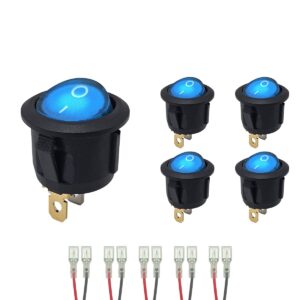 ProRide Wipschakelaar ON-OFF KCD2-220 - met Aansluitkabels - Rond - 3 pins - 250V/6A - Blauw - 5 stuks