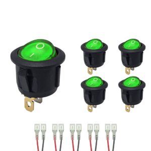 ProRide Wipschakelaar ON-OFF KCD2-220 - met Aansluitkabels - Rond - 3 pins - 250V/6A - Groen - 5 stuks
