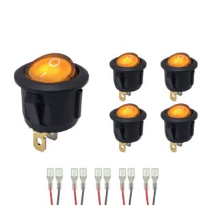 ProRide Wipschakelaar ON-OFF KCD2-220 - met Aansluitkabels - Rond - 3 pins - 250V/6A - Oranje - 5 stuks