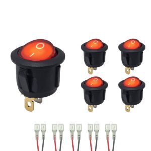 ProRide Wipschakelaar ON-OFF KCD2-220 - met Aansluitkabels - Rond - 3 pins - 250V/6A - Rood - 5 stuks