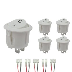 ProRide Wipschakelaar ON/OFF KCD2-202 - met Aansluitkabels - 2-pins - Rond ?20mm - 250V/6A - Wit - 5 stuks