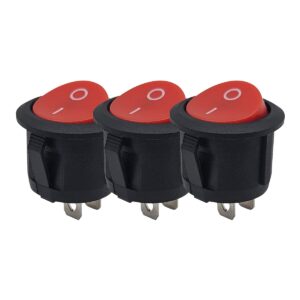 ProRide Mini Wipschakelaar ON/OFF KCD2-10 - 2-pins - Ø13.8mm - Rond - 250V/3A - Rood - 3 stuks