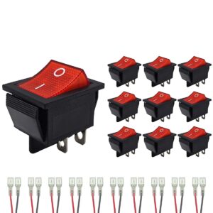 ProRide Wipschakelaar ON-OFF KCD4-202 - met Aansluitkabels - 2 Polig - 250V/16A - 30x22mm - Rood zonder lampje - 10 stuks