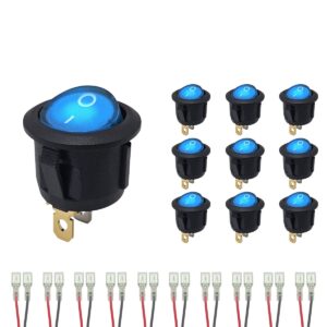 ProRide Wipschakelaar ON-OFF KCD2-220 - met Aansluitkabels - Rond - 3 pins - 250V/6A - Blauw - 10 stuks