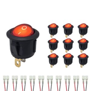 ProRide Wipschakelaar ON-OFF KCD2-220 - met Aansluitkabels - Rond - 3 pins - 250V/6A - Rood - 10 stuks