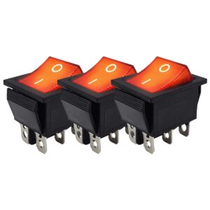 ProRide Wipschakelaar ON-OFF KCD4-202 - 3 Polig - 250V/16A - 30x22mm - Rood met controlelampje - 3 stuks