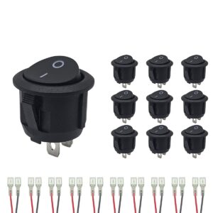 ProRide Wipschakelaar ON/OFF KCD2-202 - met Aansluitkabels - 2-pins - Rond ?20mm - 250V/6A - Zwart - 10 stuks
