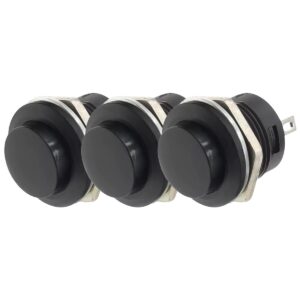 ProRide Drukknop Pulsschakelaar R13-507 - 16mm Inbouw - 250V/3A - Normally Open - Zwart - 3 stuks