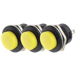 ProRide Drukknop Pulsschakelaar R13-507 - 16mm Inbouw - 250V/3A - Normally Open - Geel - 3 stuks