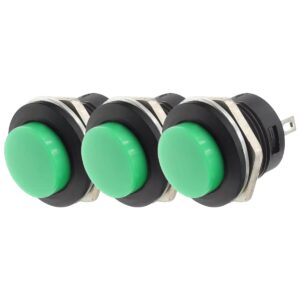 ProRide Drukknop Pulsschakelaar R13-507 - 16mm Inbouw - 250V/3A - Normally Open - Groen - 3 stuks
