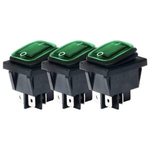 Orbit Electronic Wipschakelaar ON-OFF - 4-pins - 30x22mm - 16A 250V - Spat Waterdicht - KCD4-201-16 - Groen - 3 stuks