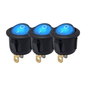 ProRide Wipschakelaar ON-OFF KCD2-220 - Rond - 3 pins - 250V/6A - Blauw - 3 stuks