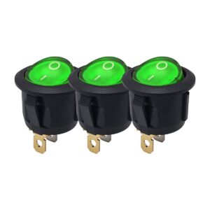 ProRide Wipschakelaar ON-OFF KCD2-220 - Rond - 3 pins - 250V/6A - Groen - 3 stuks