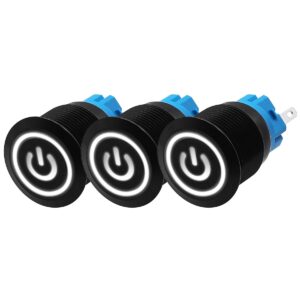 ProRide Drukschakelaar ON-OFF 220V - 19mm Metaal - Waterdicht - LED Ring Wit - 3 stuks