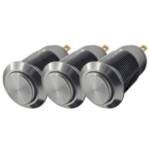 ProRide Mini Drukschakelaar ON-OFF - 12mm Metaal - 12V/24V - Bolle Knop - Zilver - 3 stuks