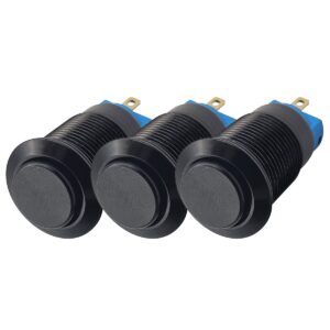 ProRide Mini Drukschakelaar ON-OFF - 12mm Metaal - 12V/24V - Bolle Knop - Zwart - 3 stuks