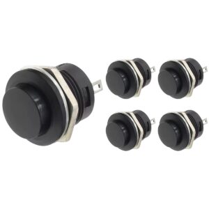 ProRide Drukknop Pulsschakelaar R13-507 - 16mm Inbouw - 250V/3A - Normally Open - Zwart - 5 stuks