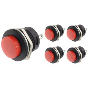 ProRide Drukknop Pulsschakelaar R13-507 - 16mm Inbouw - 250V/3A - Normally Open - Rood - 5 stuks