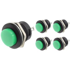 ProRide Drukknop Pulsschakelaar R13-507 - 16mm Inbouw - 250V/3A - Normally Open - Groen - 5 stuks
