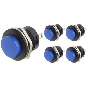 ProRide Drukknop Pulsschakelaar R13-507 - 16mm Inbouw - 250V/3A - Normally Open - Blauw - 5 stuks