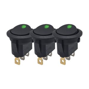 ProRide Wipschakelaar ON-OFF KCD2-12 - 3 pins - Rond - 12V/20A - LED indicator Groen - 3 stuks