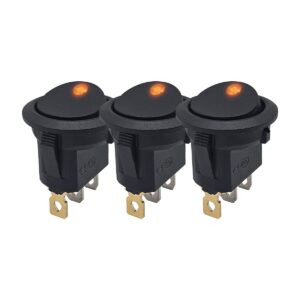 ProRide Wipschakelaar ON-OFF KCD2-12 - 3 pins - Rond - 12V/20A - LED indicator Oranje - 3 stuks