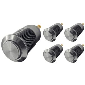 ProRide Mini Drukschakelaar ON-OFF - 12mm Metaal - 12V/24V - Bolle Knop - Zilver - 5 stuks