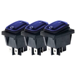 Orbit Electronic Wipschakelaar ON-OFF - 4-pins - 30x22mm - 16A 250V - Spat Waterdicht - KCD4-201-16 - Blauw - 3 stuks