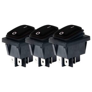 Orbit Electronic Wipschakelaar ON-OFF - 4-pins - 30x22mm - 16A 250V - Spat Waterdicht - KCD4-201-16 - Zwart - 3 stuks