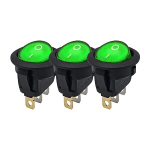 ProRide Wipschakelaar ON-OFF KCD2-12 - 3-pins - Rond - 12V/20A - Groen - 3 stuks