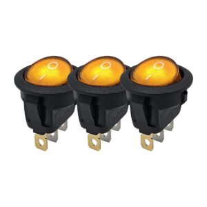 ProRide Wipschakelaar ON-OFF KCD2-12 - 3-pins - Rond - 12V/20A - Oranje - 3 stuks