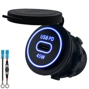ProRide 12-24V USB C Autolader 1 Poort Inbouw - 45W - Blauw - Met Aansluitkabel - USB-C Stopcontact