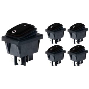 Orbit Electronic Wipschakelaar ON-OFF - 4-pins - 30x22mm - 16A 250V - Spat Waterdicht - KCD4-201-16 - Zwart - 5 stuks