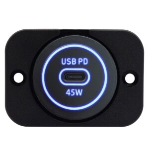 ProRide 12-24V USB C Autolader 1 Poort Inbouw - 45W - Enkelvoudig Paneel - Blauw - USB-C Stopcontact