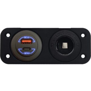 ProRide 12-24V USB/USB C Autolader 2 Poorten Inbouw - 36W+60W QC5.0 - Sigarettenaansteker - Blauw