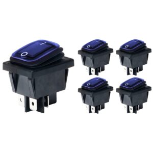 Orbit Electronic Wipschakelaar ON-OFF - 4-pins - 30x22mm - 16A 250V - Spat Waterdicht - KCD4-201-16 - Blauw - 5 stuks