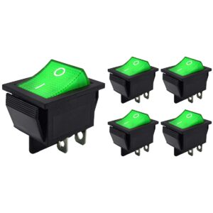 ProRide Wipschakelaar ON-OFF KCD4-202 - 2 Polig - 250V/16A - 30x22mm - Groen met controlelampje - 5 stuks