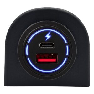 ProRide 12-24V USB/USB C Autolader 2 Poorten Opbouw - 65W QC3.0 - Snellader - Enkelvoudig Paneel - Blauw