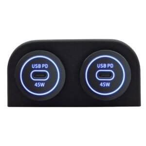 ProRide 12-24V USB C Autolader 1 Poort Opbouw - 45W - Tweevoudig Paneel - Blauw - 2 Stuks - USB-C Stopcontact