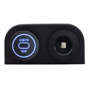 ProRide 12-24V USB C Autolader 1 Poort Opbouw - 45W - Sigarettenaansteker - Tweevoudig Paneel - Blauw