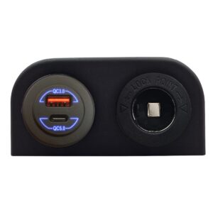ProRide 12-24V USB/USB C Autolader 2 Poorten Opbouw - 36W+60W QC5.0 - Sigarettenaansteker - Blauw