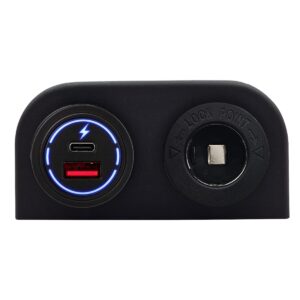 ProRide 12-24V USB/USB C Autolader 2 Poorten Opbouw - 65W QC3.0 - Sigarettenaansteker - Blauw