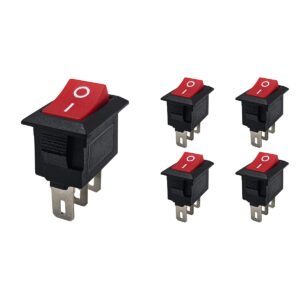 ProRide Mini Wipschakelaar ON/OFF KCD1-11 - 3-pins - 13x8mm - Rechthoek - 250V/3A - Rood - 5 stuks