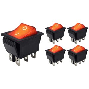 ProRide Wipschakelaar ON-OFF KCD4-202 - 3 Polig - 250V/16A - 30x22mm - Rood met controlelampje - 5 stuks