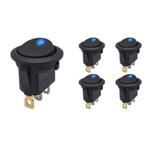 ProRide Wipschakelaar ON-OFF KCD2-12 - 3 pins - Rond - 12V/20A - LED indicator Blauw - 5 stuks