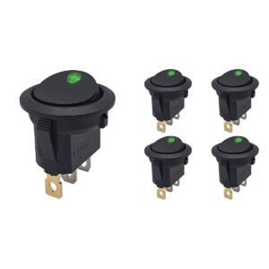 ProRide Wipschakelaar ON-OFF KCD2-12 - 3 pins - Rond - 12V/20A - LED indicator Groen - 5 stuks