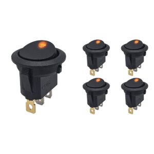 ProRide Wipschakelaar ON-OFF KCD2-12 - 3 pins - Rond - 12V/20A - LED indicator Oranje - 5 stuks