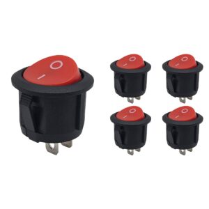 ProRide Wipschakelaar ON/OFF KCD2-202 - 2-pins - Rond ?20mm - 250V/6A - Rood - 5 stuks