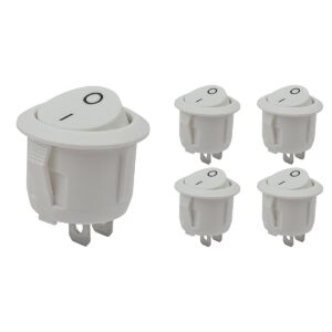 ProRide Wipschakelaar ON/OFF KCD2-202 - 2-pins - Rond ?20mm - 250V/6A - Wit - 5 stuks