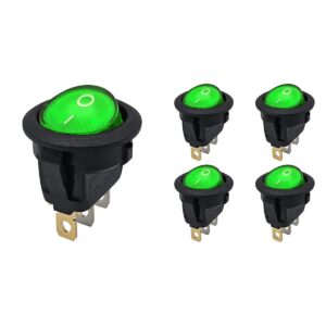 ProRide Wipschakelaar ON-OFF KCD2-12 - 3-pins - Rond - 12V/20A - Groen - 5 stuks